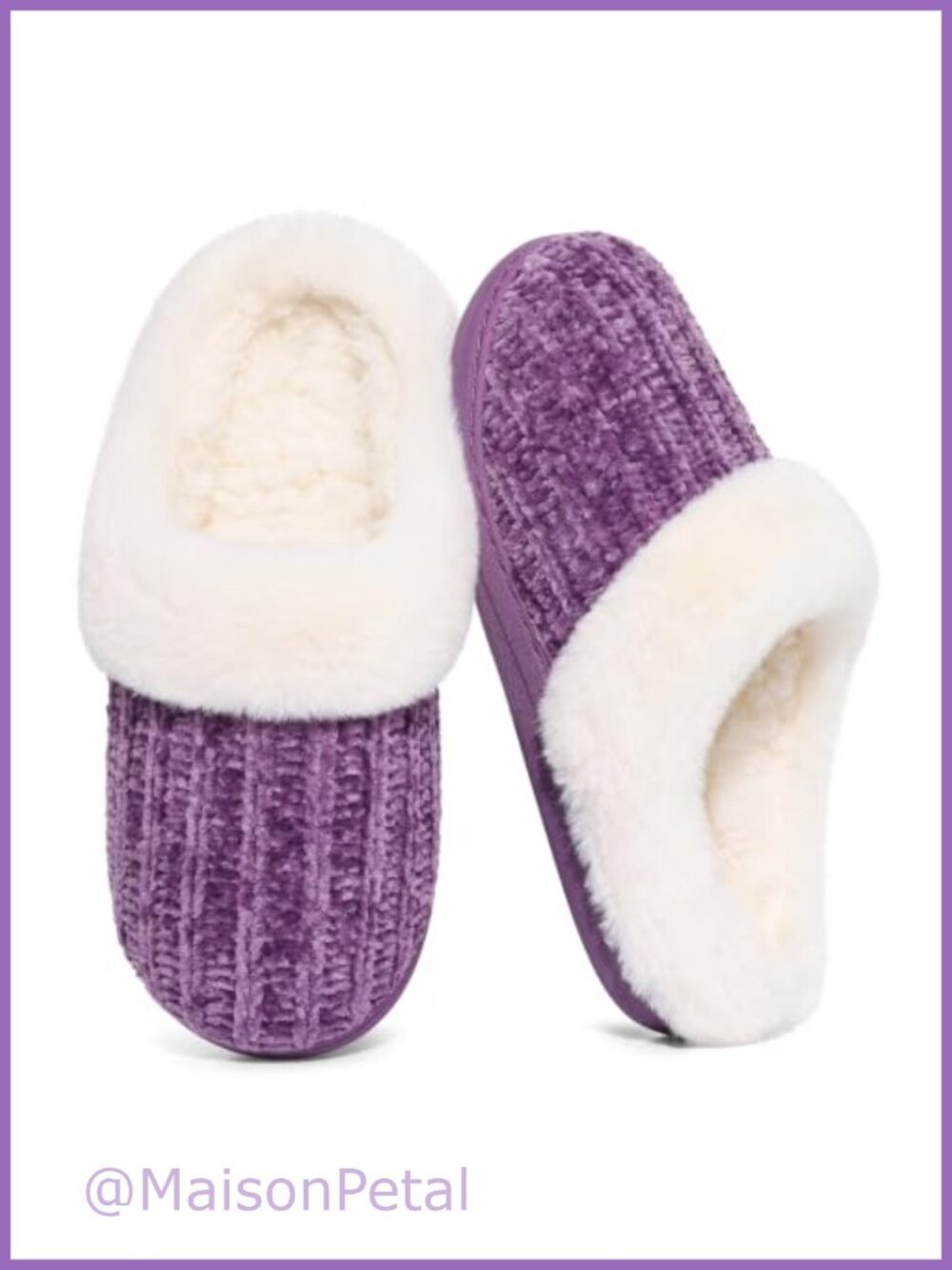 Chenille Knit Fuzzy Memory Foam Slippers Warm House Shoes